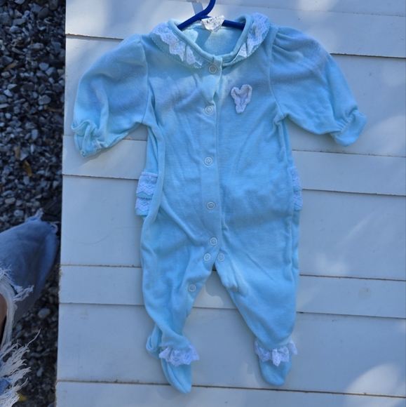 Vintage Carter's Lace Blue Footed One Piece - Picture 1 of 2